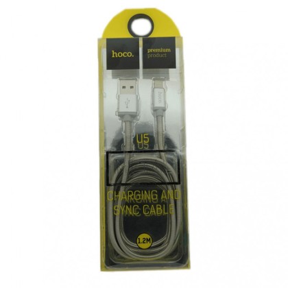 Usb Кабель-зарядка Lightning Hoco U5 металлический серебристый 1.2м