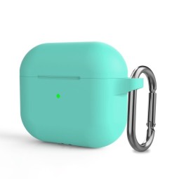 Силиконовый чехол для AirPods 3 c карабином бирюзовый