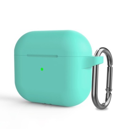 Силиконовый чехол для AirPods 3 c карабином бирюзовый