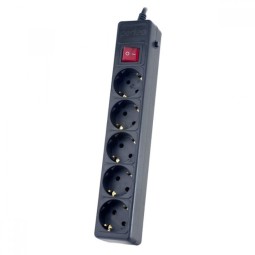 Сетевой фильтр Perfeo Power+ (PF-PP-5/3,0-B) 3м/5 розеток черный
