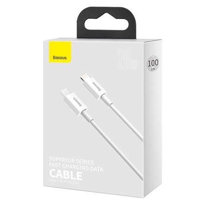 Кабель-зарядка Type-C на Lightning Baseus Superior 20W 1м белый